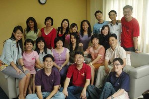 Class photo (Janice in pink dress, 2nd from left)